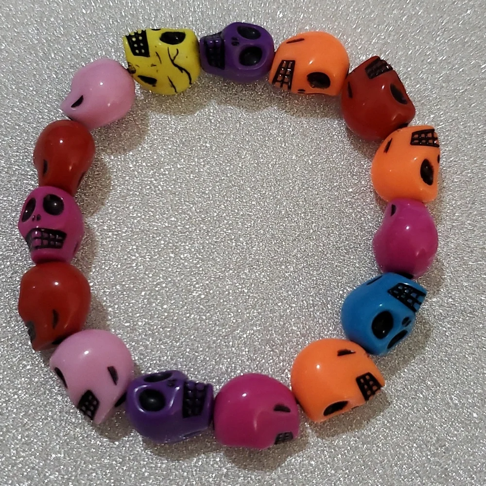 Multicolors  Stretch Skull Beaded Bracelet